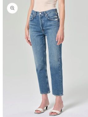 AGOLDE Riley Crop Light Blue High-Rise Ankle Jean 23